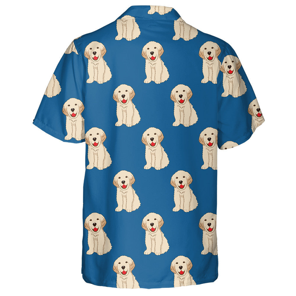 Labrador Golden Retriever Dog Blue Background Hawaiian Shirt, Hawaiian Shirt Gift, Christmas Gift