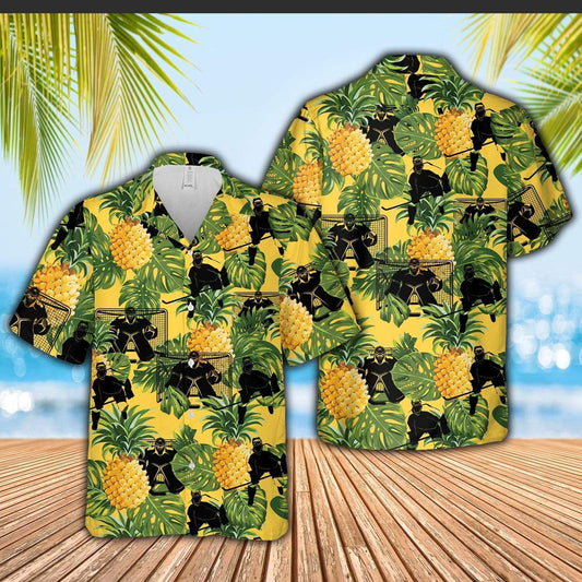 Ice Hockey And Pineapple Tropical Design Hawaiian Shirt, Hawaiian For Gift