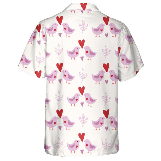 Couple Violet Birds With Leaves And Hearts Hawaiian Shirt, Hawaiian Shirt Gift, Christmas Gift