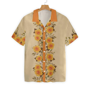 Orange And Yellow Hibiscus Custom Name Hawaiian Shirt,Hawaiian Shirt Gift, Christmas Gift