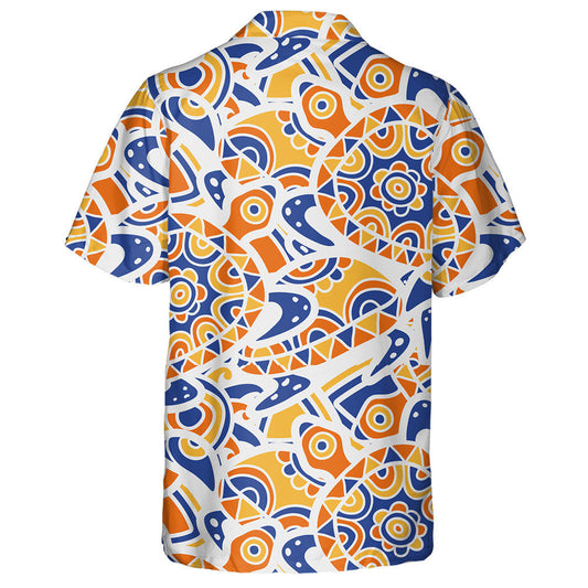 Turtar Ornáideach Eitneach Gorm Agus Oráiste Lámhdhéanta Léine Haváí, Bronntanas Léine Haváí, Bronntanas Nollag