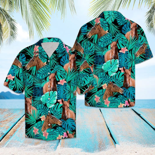 Vivid Forest With American Saddlebred Design Hawaiian Shirt, Hwaiian For Gift