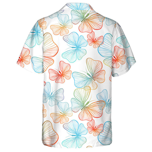 Beautiful Ombre Rainbow Butterflies With Line Hawaiian Shirt, Hawaiian For Gift