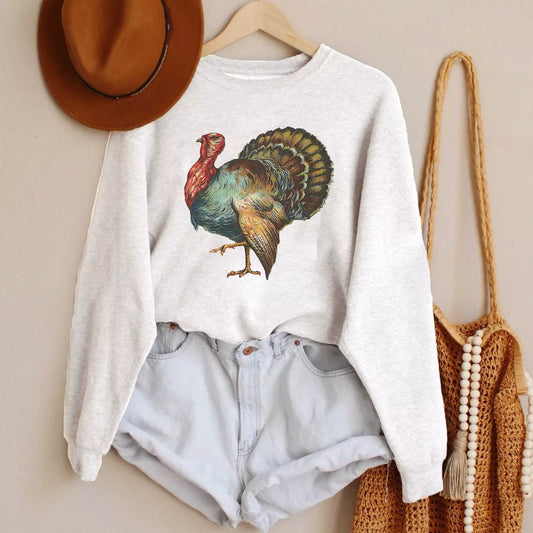 Vintage Thanksgiving Turkey Sweatshirt, Christmas Shirt, Christmas Sweatshirt Cute, Christmas Winter Sweatshirt