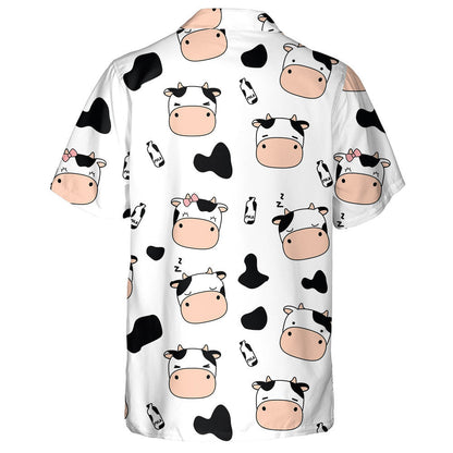 Cute Adorable Farm Cow And Milk Cartoon Doodle Hawaiian Shirt, Hawaiian Shirt Gift, Christmas Gift