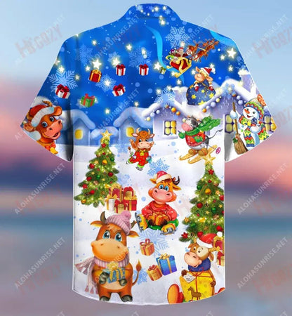 Tarbh Shona Nollaig Shona Léinte Gearr Muinchille Samhraidh Léinte T Haváíais Léinte Haváíais Oirbheartaíochta D'Fhir, Bronntanas Léine Haváíais, Bronntanas Nollag