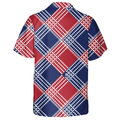 Gingham Plaid Pattern With Small Stars Striped Hawaiian Shirt, Hawaiian Shirt Gift, Christmas Gift