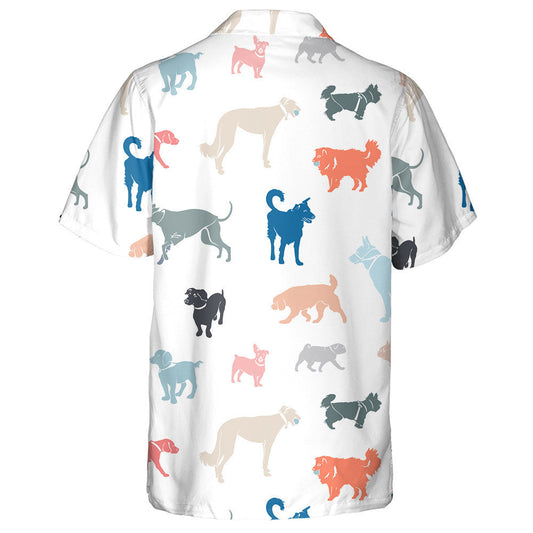 Colorful Dogs Of Different Breeds On White Hawaiian Shirt, Hawaiian Shirt Gift, Christmas Gift