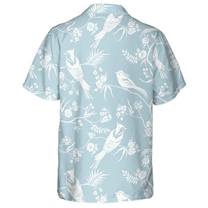 White Blooming Branches Trees And Birds Hawaiian Shirt, Hwaiian For Gift