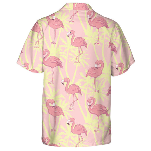 Flamingo Are Prinking On Yellow Tropical Tree Hawaiian Shirt, Hawaiian Shirt Gift, Christmas Gift