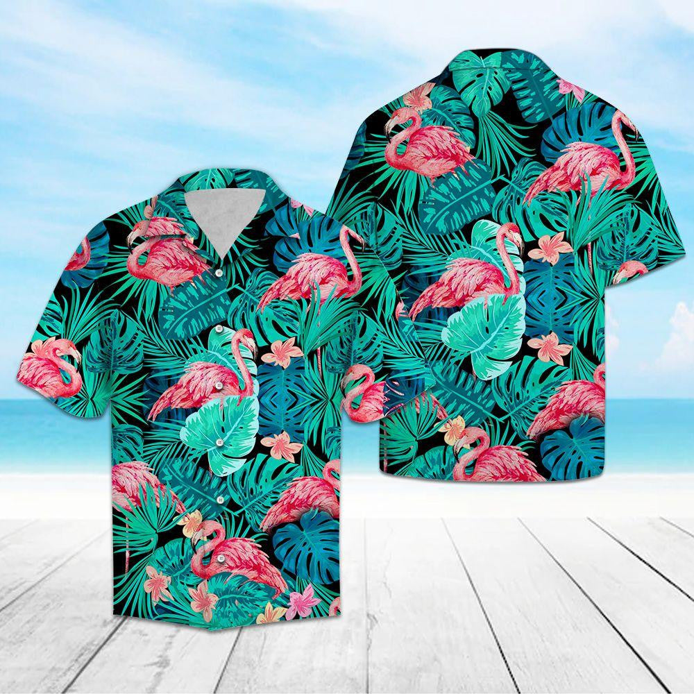Flamingo Animal Species Tropical Jungle Design Hawaiian Shirt, Hawaiian Shirt Gift, Christmas Gift