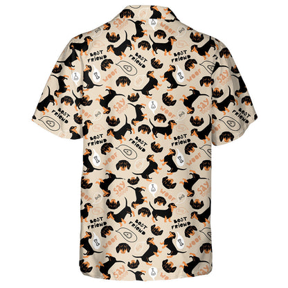 Cartoon Dachshund Dreams Of A Bone Hawaiian Shirt, Hawaiian For Gift
