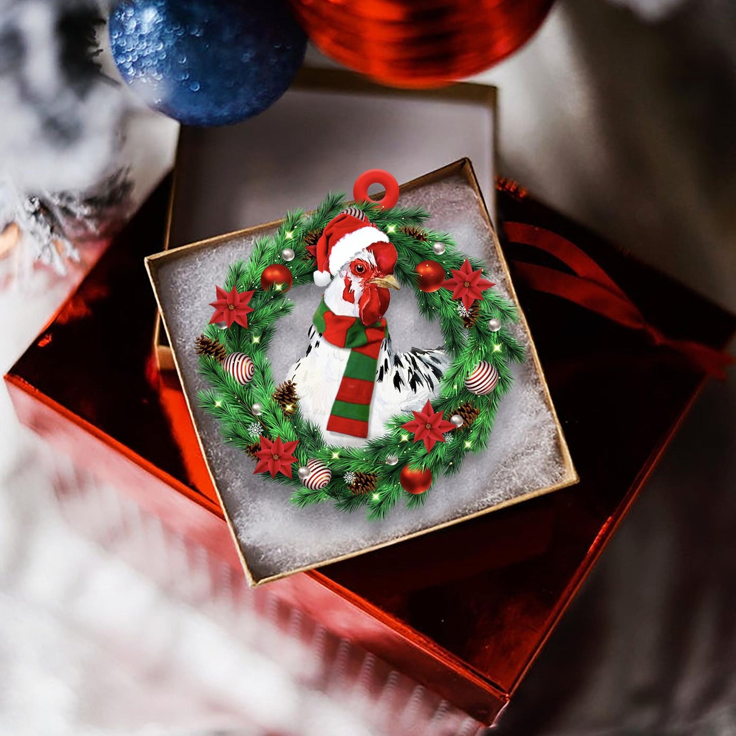 Ornáid Cruth Wreath Sicín, Ornáid Nollag Shona, Bronntanas Nollag, Maisiú na Nollag