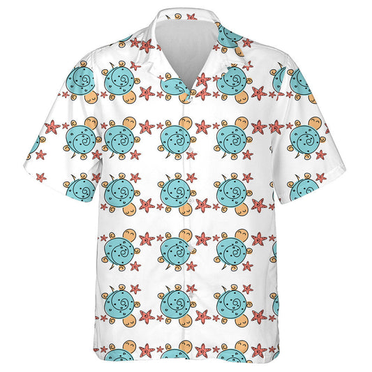 Sea Turtle Swirl With Red Starfish Hawaiian Shirt,Hawaiian Shirt Gift, Christmas Gift
