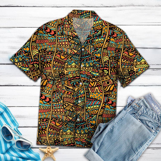 Warm Color Illustration Art Design Hawaiian Shirt, Hwaiian For Gift