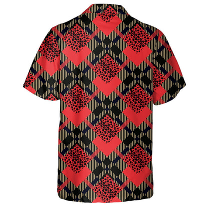 Scottish Red Tartan Grunge With Leopard Spots Hawaiian Shirt, Hawaiian Shirt Gift, Christmas Gift