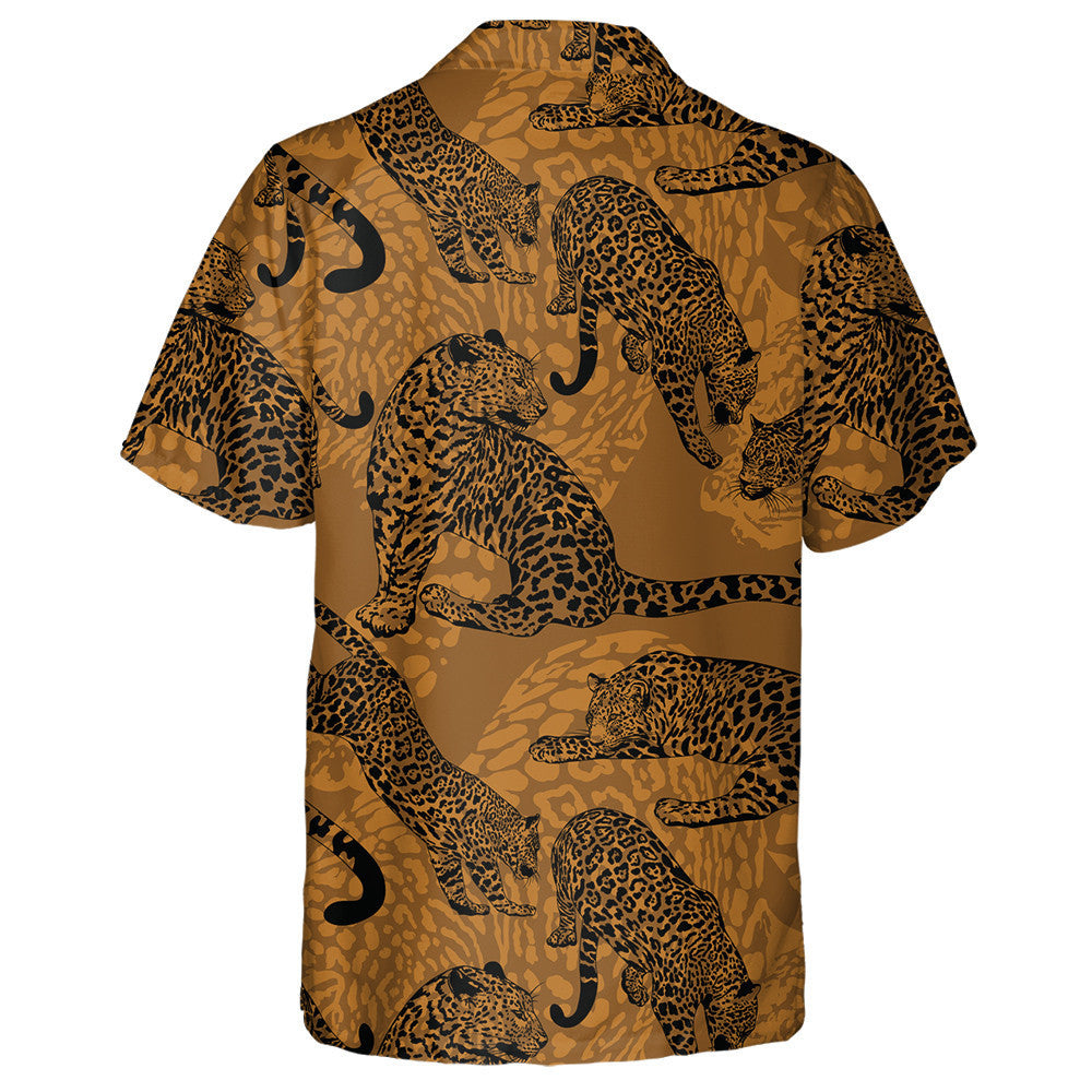 Hand Drawn Wild Leopard In Vintage Style Hawaiian Shirt, Hawaiian Shirt Gift, Christmas Gift