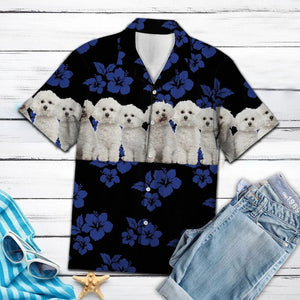 Awesome Bichon Frise Dog Group On Hibiscus Pattern Hawaiian Shirt, Hawaiian Shirt Gift, Christmas Gift