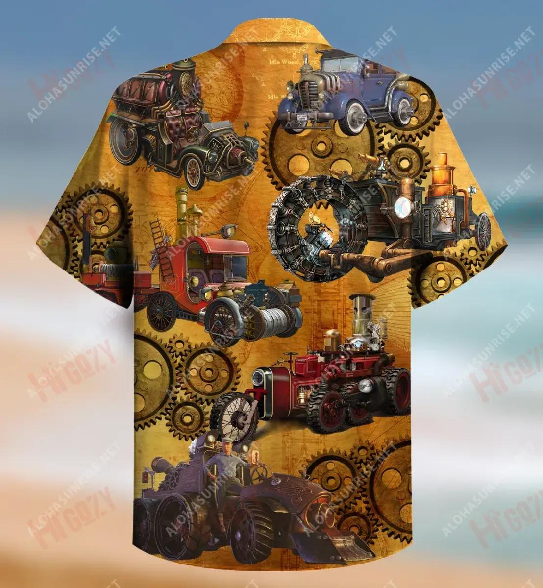 Ár Steampunk World Unisex Léine Muinchille Gearr Aigéan Léinte Haváís T Léinte Haváís Saincheaptha Patrún Léine Haváís, Bronntanais Léine Haváís, Bronntanas Nollag