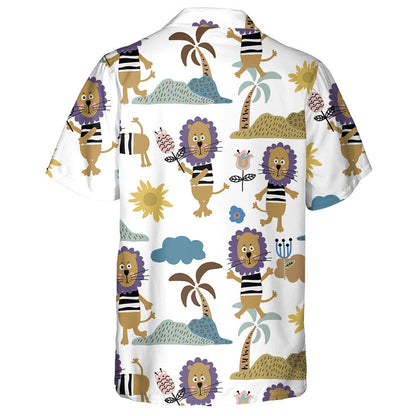 Lion Palm Tree Sun Mountain And Flower Hawaiian Shirt, Hawaiian Shirt Gift, Christmas Gift