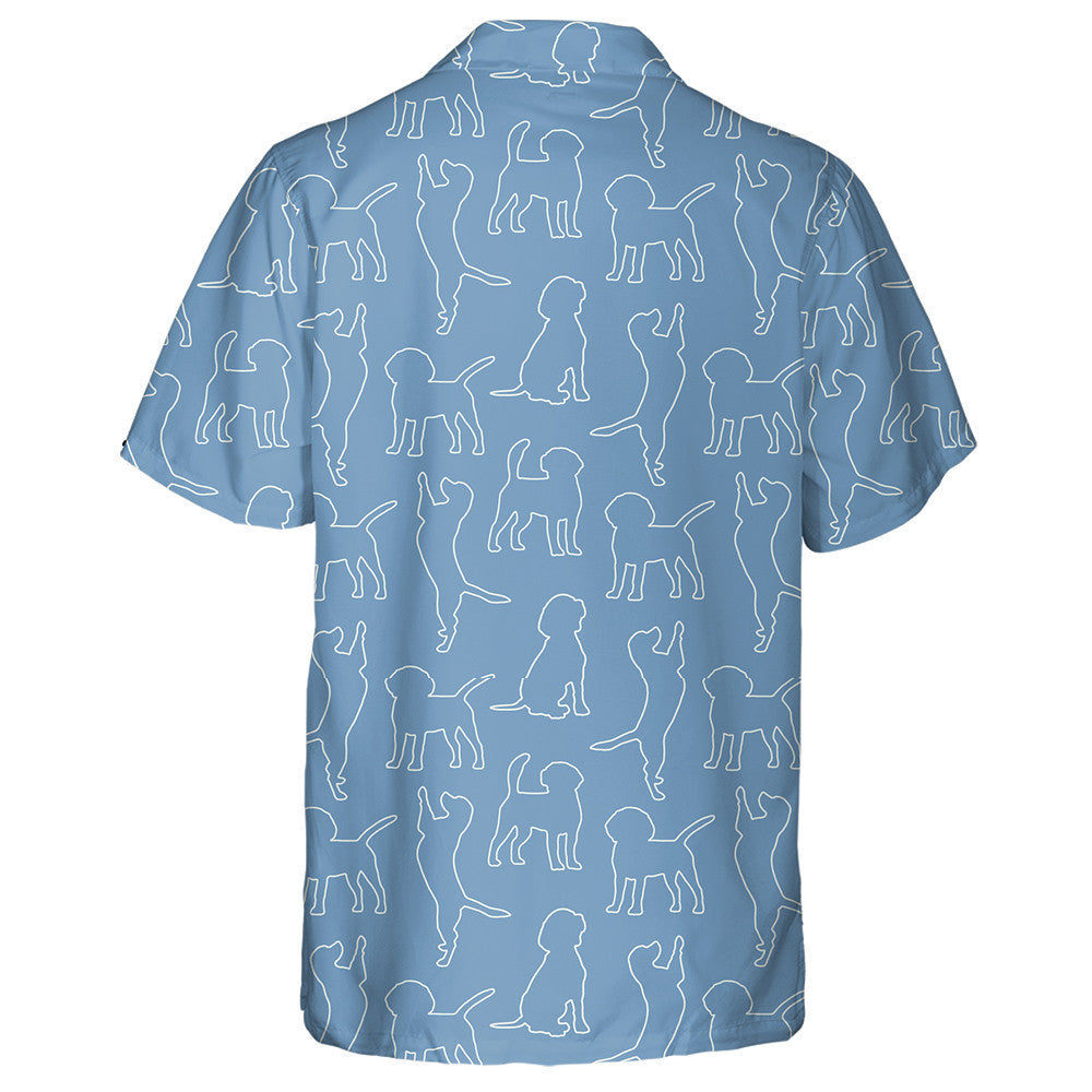 Silhouettes Funny Beagle Dog On Blue Hawaiian Shirt,Hawaiian Shirt Gift, Christmas Gift