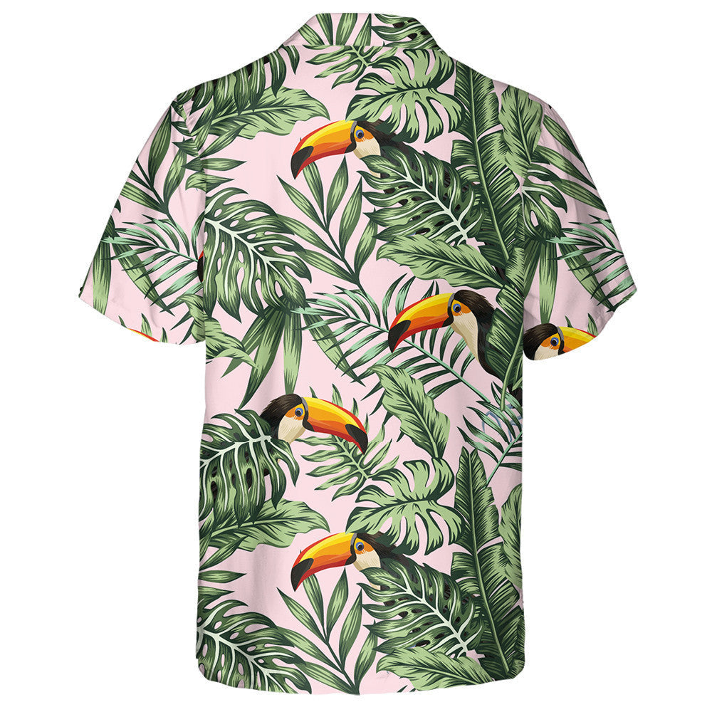 Bird With Yellow Rostrum In Tropical Jungle Hawaiian Shirt, Hawaiian Shirt Gift, Christmas Gift