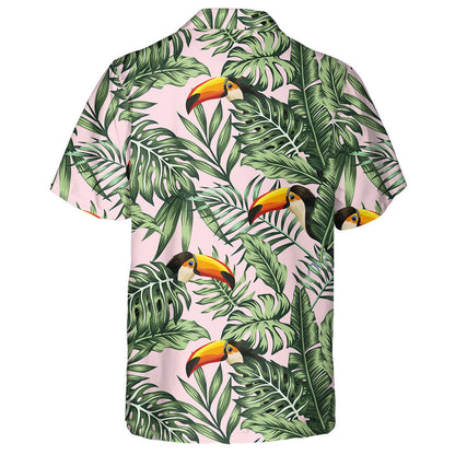 Bird With Yellow Rostrum In Tropical Jungle Hawaiian Shirt, Hawaiian Shirt Gift, Christmas Gift