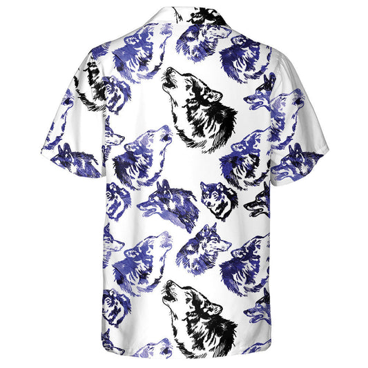 Freehand Drawing Dark Wolf Retro Style Hawaiian Shirt, Hawaiian Shirt Gift, Christmas Gift