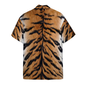 Black Orange White Tiger Pattern Hawaiian Shirt, Hawaiian For Gift