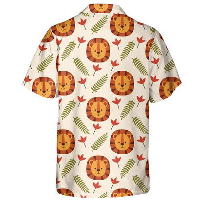 Lovely Lion With Flowers And Leaves Hawaiian Shirt,Hawaiian Shirt Gift, Christmas Gift