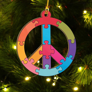 Autism Awareness Peace Ornament, Christmas Ornament Gift, Christmas Gift, Christmas Decoration