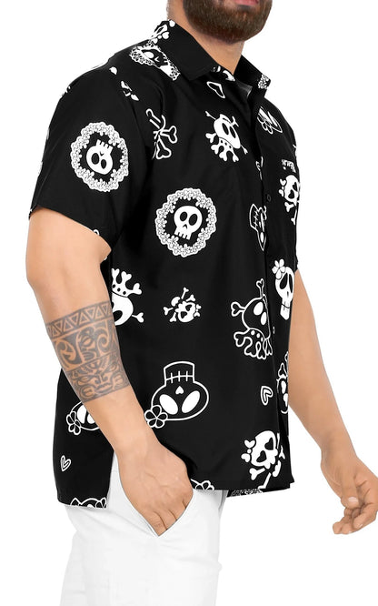 Black And White Cute Skull Tropical Hawaiian Shirt, Hawaiian For Gift