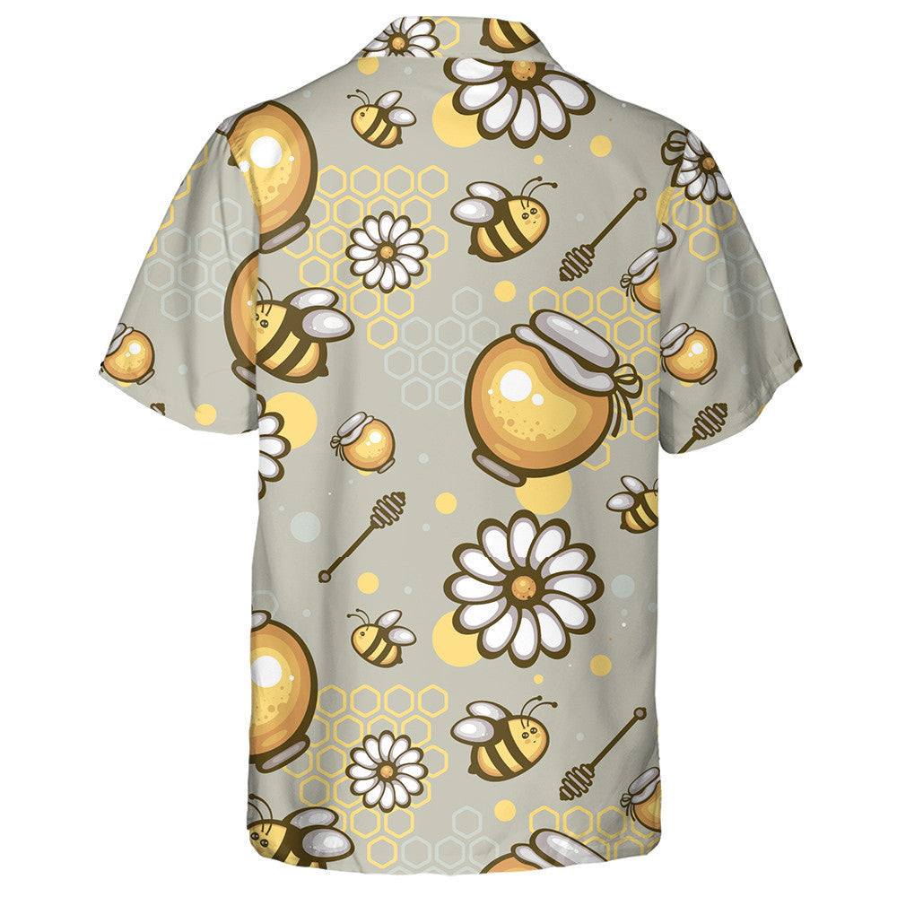 Natural Funny Bee Glass Jars And Honeycomb Hawaiian Shirt, Hawaiian Shirt Gift, Christmas Gift