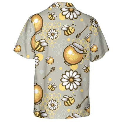 Natural Funny Bee Glass Jars And Honeycomb Hawaiian Shirt, Hawaiian Shirt Gift, Christmas Gift