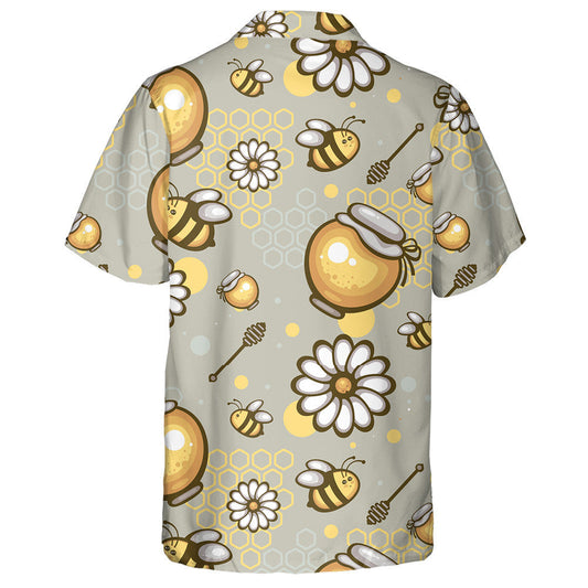 Natural Funny Bee Glass Jars And Honeycomb Hawaiian Shirt, Hawaiian Shirt Gift, Christmas Gift