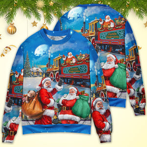 Christmas Santa Claus Train Gift For Xmas Art Style Sweater, Christmas Gift, Gift Christmas 2024