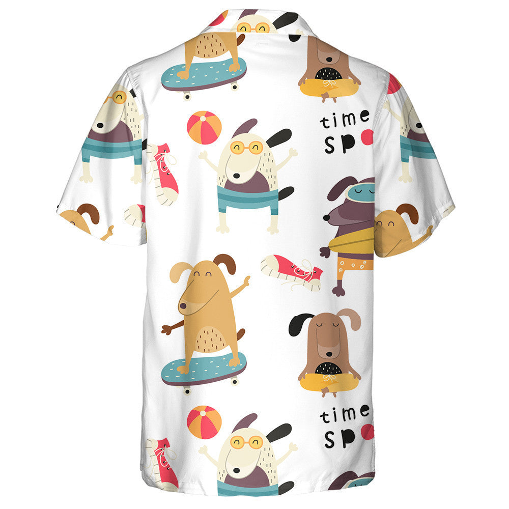 Colorful Funny Dogs And Sport Theme Hawaiian Shirt, Hawaiian For Gift