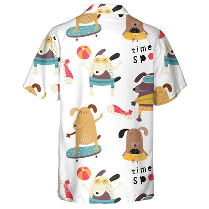 Colorful Funny Dogs And Sport Theme Hawaiian Shirt, Hawaiian For Gift