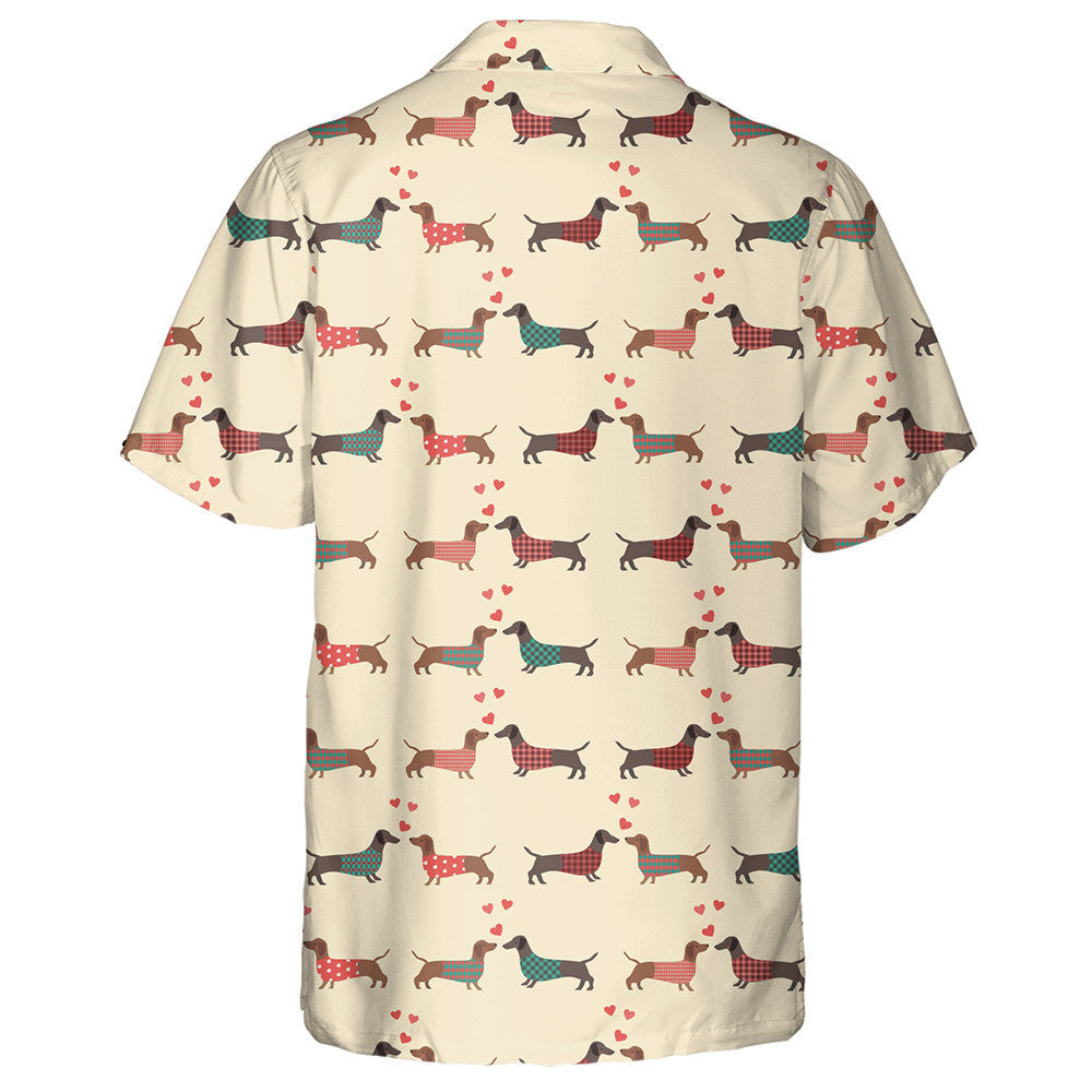 Couple Of Dressed Dachshunds With Red Hearts Hawaiian Shirt, Hawaiian Shirt Gift, Christmas Gift