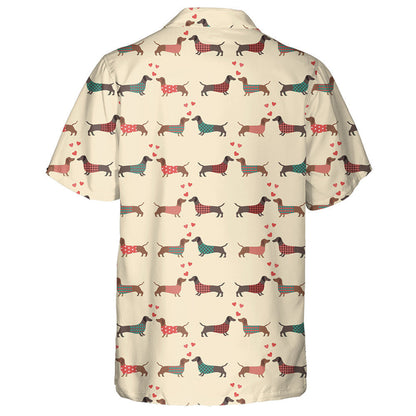 Couple Of Dressed Dachshunds With Red Hearts Hawaiian Shirt, Hawaiian Shirt Gift, Christmas Gift