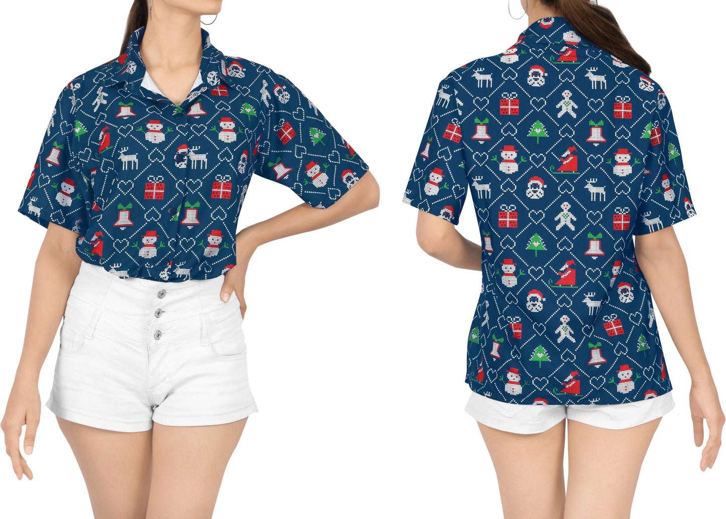 Cuireann Jungle Dark Blue Tropical i láthair Léine Haváíais Santa Nollag, Bronntanas Léine Haváíais, Bronntanas Nollag