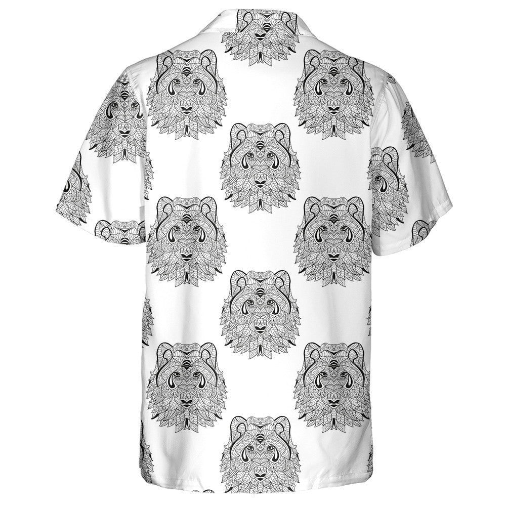 Hand Drawn Decorative Wolves Design Elements Hawaiian Shirt, Hawaiian Shirt Gift, Christmas Gift