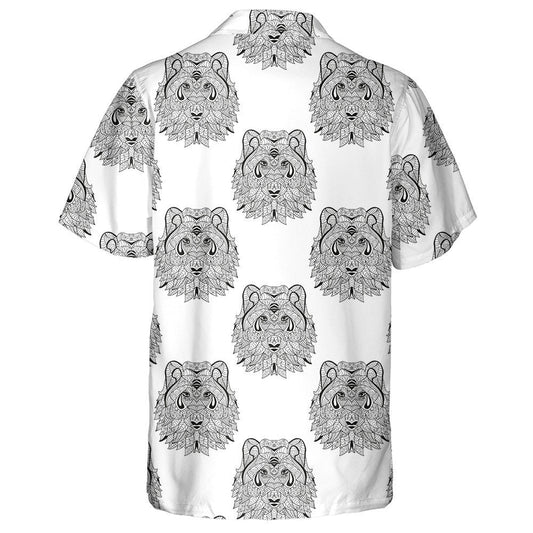 Hand Drawn Decorative Wolves Design Elements Hawaiian Shirt, Hawaiian Shirt Gift, Christmas Gift