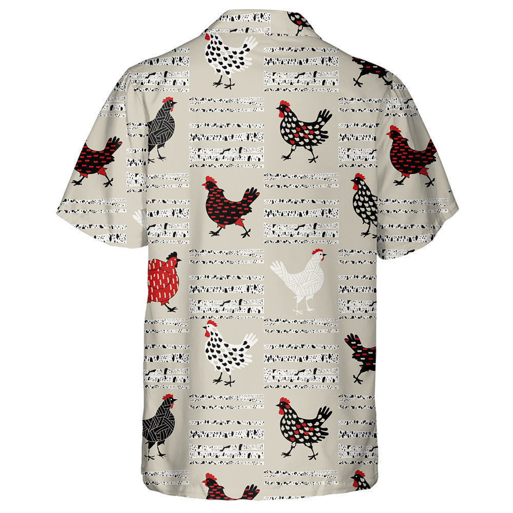 Gray Background With Special Chicken And Birch Hawaiian Shirt, Hawaiian Shirt Gift, Christmas Gift