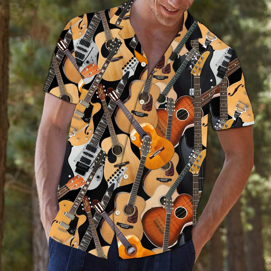 Awesome Guitar Collection Retro Style Pattern Hawaiian Shirt, Hawaiian Shirt Gift, Christmas Gift
