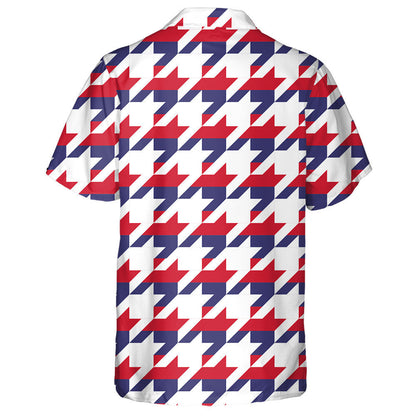 Ideal Houndstooth Pattern In USA Flag Colors Hawaiian Shirt, Hawaiian Shirt Gift, Christmas Gift