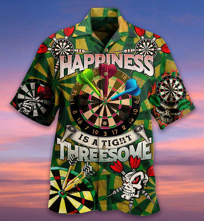 Darts On Board Happiness Is A Tight Threesome Hawaiian Shirt, Hawaiian Shirt Gift, Christmas Gift