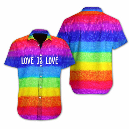 Vivid Lgbt Love Is Love Design Hawaiian Shirt, Hwaiian For Gift