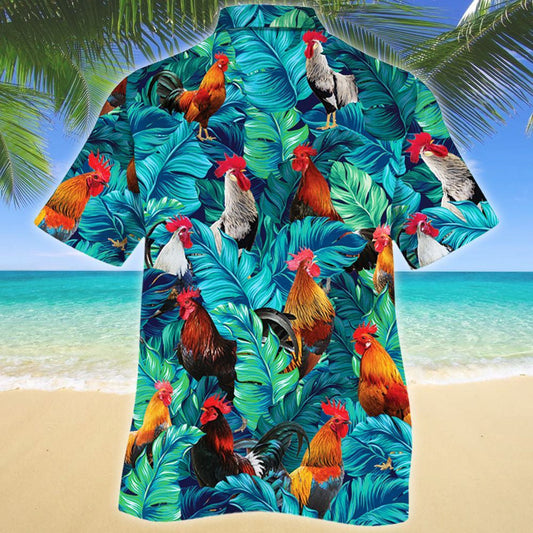 Rooster In Tropical Leave Lovers Gift Hawaiian Shirt,Hawaiian Shirt Gift, Christmas Gift