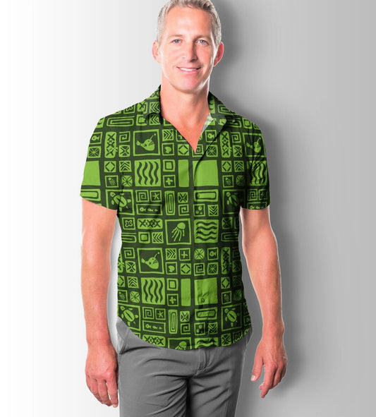 Léine Haváíais Clasaiceach Polainéise Glas Ealaíne Haváís, haváíais Don Bronntanas